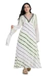 Buy_Shruti Sancheti_Multi Color Viscose Crepe V Neck Tie-dye Pattern Kimono Kaftan  _at_Aza_Fashions