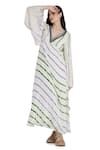 Shruti Sancheti_Multi Color Viscose Crepe V Neck Tie-dye Pattern Kimono Kaftan  _Online_at_Aza_Fashions