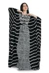 Buy_Shruti Sancheti_Black Viscose Crepe Embroidered Bead Notched Tie-dye Kaftan  _at_Aza_Fashions