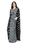 Shop_Shruti Sancheti_Black Viscose Crepe Embroidered Bead Notched Tie-dye Kaftan  _Online_at_Aza_Fashions