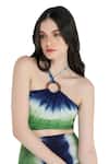 Buy_Shruti Sancheti_Blue Viscose Crepe Halter Tie-dye Neck Top And Skirt Set _Online_at_Aza_Fashions