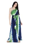 Buy_Shruti Sancheti_Blue Viscose Crepe One-shoulder Slit Maxi Dress _at_Aza_Fashions