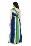 Shop_Shruti Sancheti_Blue Viscose Crepe One-shoulder Slit Maxi Dress _at_Aza_Fashions