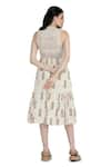 Shop_Shruti Sancheti_Cream Viscose Crepe Printed Round Cord And Bead Embroidered Dress  _at_Aza_Fashions