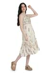 Buy_Shruti Sancheti_Cream Viscose Crepe Printed Round Cord And Bead Embroidered Dress  _Online_at_Aza_Fashions