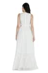 Shop_Shruti Sancheti_White Silk Mulmul Embroidered Cord Round Work Cutout Tiered Maxi Dress _at_Aza_Fashions