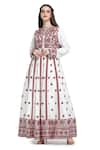 Buy_Shruti Sancheti_White Linen Satin Embroidery Thread Mandala Fleur Mirror Anarkali  _at_Aza_Fashions