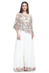 Buy_Shruti Sancheti_White Viscose Crepe Embroidery Blossom With Off Shoulder Jumpsuit  