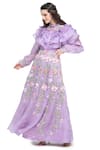 Buy_Shruti Sancheti_Purple Organza Embroidery Pansy Bloom Skirt With Ruffled Shirt  _at_Aza_Fashions