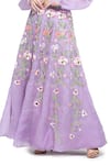 Buy_Shruti Sancheti_Purple Organza Embroidery Pansy Bloom Skirt With Ruffled Shirt  _Online_at_Aza_Fashions