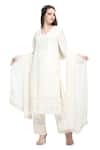Buy_Shruti Sancheti_White Silk Pearl Embellished Straight Kurta Pant Set _at_Aza_Fashions
