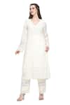 Buy_Shruti Sancheti_White Silk Pearl Embellished Straight Kurta Pant Set _Online_at_Aza_Fashions