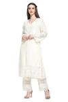 Shruti Sancheti_White Silk Pearl Embellished Straight Kurta Pant Set _at_Aza_Fashions