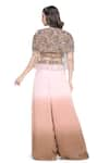 Shop_Shruti Sancheti_Brown Viscose Crepe Circlet Maze Embellished Cape Palazzo Set  _at_Aza_Fashions