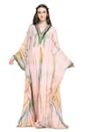 Buy_Shruti Sancheti_Pink Viscose Crepe Shibori Tie Dye V Neck Batwing Sleeves Jumpsuit  _at_Aza_Fashions