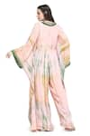 Shop_Shruti Sancheti_Pink Viscose Crepe Shibori Tie Dye V Neck Batwing Sleeves Jumpsuit  _at_Aza_Fashions