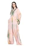 Buy_Shruti Sancheti_Pink Viscose Crepe Shibori Tie Dye V Neck Batwing Sleeves Jumpsuit  _Online_at_Aza_Fashions