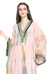 Shop_Shruti Sancheti_Pink Viscose Crepe Shibori Tie Dye V Neck Batwing Sleeves Jumpsuit  _Online_at_Aza_Fashions