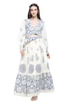 Buy_Shruti Sancheti_White Handloom Cotton Print Acanthus Lapel Collar Crop Top Skirt Set _at_Aza_Fashions