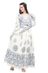 Shop_Shruti Sancheti_White Handloom Cotton Print Acanthus Lapel Collar Crop Top Skirt Set _Online_at_Aza_Fashions