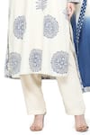 Shop_Shruti Sancheti_White Handloom Cotton Print Frond Bloom Round Kurta Pant Set _Online_at_Aza_Fashions