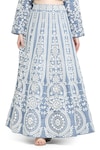 Buy_Shruti Sancheti_Blue Handloom Cotton Embroidery Jasmine Mirror Crop Top With Lehenga _Online_at_Aza_Fashions