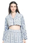 Shruti Sancheti_Blue Handloom Cotton Embroidery Jasmine Mirror Crop Top With Lehenga _at_Aza_Fashions