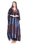 Buy_Shruti Sancheti_Blue Viscose Crepe Leheriya V Neck Tie Dye Kaftan With Pant _at_Aza_Fashions