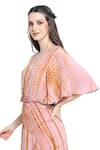 Buy_Shruti Sancheti_Pink Viscose Crepe Shibori Tie Dye V Neck Pattern Maxi Dress _Online_at_Aza_Fashions