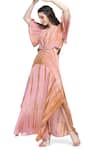 Shruti Sancheti_Pink Viscose Crepe Shibori Tie Dye V Neck Pattern Maxi Dress _at_Aza_Fashions