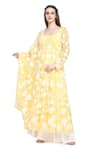 Buy_Shruti Sancheti_Yellow Organza Applique Bloomy Deep Round Anarkali Palazzo Set  _at_Aza_Fashions