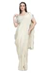 Buy_Shruti Sancheti_Off White Organza Embellished Border Saree With Encrusted Blouse  _at_Aza_Fashions