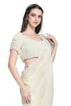 Shruti Sancheti_Off White Organza Embellished Border Saree With Encrusted Blouse  _Online_at_Aza_Fashions