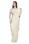 Buy_Shruti Sancheti_Off White Organza Embellished Border Saree With Encrusted Blouse  _Online_at_Aza_Fashions