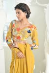 Shop_Sahil Kochhar_Yellow Georgette Embroidery Indra Floral Placement Saree With Blouse  _at_Aza_Fashions