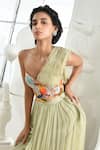 Buy_Sahil Kochhar_Green Raw Silk Embroidery Thread Prisha Corset And Draped Pant Set  _Online_at_Aza_Fashions