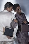 Buy_Tann-ed_Black Textured Panel Box Bag_Online_at_Aza_Fashions