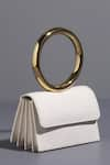 Tann-ed_White Textured Joe Halo Interlaced Mini Clutch _Online_at_Aza_Fashions