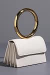 Shop_Tann-ed_White Textured Joe Halo Interlaced Mini Clutch _Online_at_Aza_Fashions