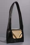 Shop_Tann-ed_Black Metallic Flap Bag _at_Aza_Fashions