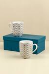 Buy_Koyo Studios_White Pure Porcelain Graphic Pattern Mugs - 2 Pcs_at_Aza_Fashions