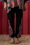Soup By Sougat Paul_Black Chanderi Silk Sequins Paisley Blossom Applique Embellished Top With Pant _at_Aza_Fashions