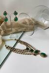 Buy_Studio6 Jewels_Green Stones Antique Embellished Layered Necklace Set _at_Aza_Fashions