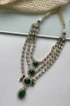 Shop_Studio6 Jewels_Green Stones Antique Embellished Layered Necklace Set _at_Aza_Fashions