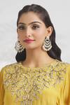 Shop_Samyukta Singhania_Yellow Chiffon Embroidered Aari Round Top And Skirt Set _Online_at_Aza_Fashions