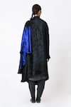 Shop_JAYATI GOENKA_Black Rayon, Velvet Open Neck Royal Wrap Around Jacket _at_Aza_Fashions