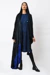 Shop_JAYATI GOENKA_Black Rayon, Velvet Open Neck Royal Wrap Around Jacket _Online_at_Aza_Fashions
