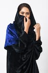 Buy_JAYATI GOENKA_Black Rayon, Velvet Open Neck Royal Wrap Around Jacket 