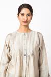 Buy_JAYATI GOENKA_Beige Chanderi Silk Embroidery Round Neck Latte Tunic _Online_at_Aza_Fashions