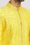 Buy_Aryavir Malhotra_Yellow Sherwani Silk Embroidered Floral Dori Set _Online_at_Aza_Fashions